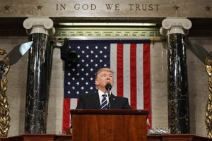 Tổng thống Donald Trump phát biểu trước Quốc hội. Ảnh: Reuters