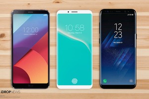 Concept iPhone 8 (giữa), khá giống Galaxy S8 (phải)