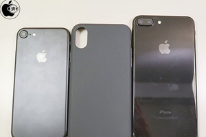 So sánh kích thước ốp lưng iPhone 8 (giữa) với iPhone 7 (trái) và iPhone 7 Plus (phải).