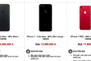 iPhone 7 và 7 Plus qua sử dụng bắt đầu phổ biến và được các cửa hàng xách tay bán như hàng mới, nhưng giá rẻ hơn vài triệu đồng.