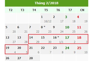 Lịch nghỉ Tết nguyên đán được Bộ Lao động đề xuất. 