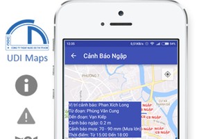 Thông tin cảnh báo ngập trên ứng dụng.