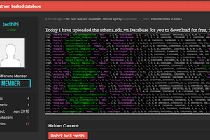 Dữ liệu của Trung tâm An ninh mạng Athena bị hack từ 2016 nhưng mới được chia sẻ công khai.