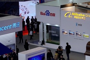 Gian hàng của các công ty công nghệ Trung Quốc tại một sự kiện. Ảnh: SCMP
