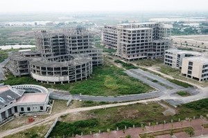 Các hạng mục xây dựng của dự án bệnh viện đa khoa tỉnh Nam Định. Ảnh: Giang Chinh