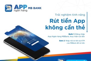 Rút tiền không cần thẻ với App của MBBank