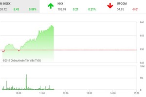 Phiên sáng 20/6: Dòng tiền chảy mạnh, VN-Index tăng vọt lên mốc 958 điểm