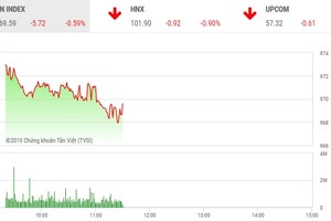 Phiên sáng 13/8: Áp lực bán trên diện rộng, VN-Index mất mốc 970 điểm