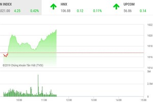 Phiên sáng 12/11: Sắc xanh lan tỏa, VN-Index lấy lại mốc 1.020 điểm