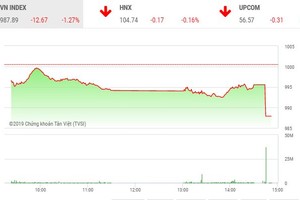 Phiên chiều 21/11: VN-Index lao dốc trong ngày chốt hợp đồng phái sinh