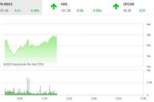 Phiên sáng 9/1: Nhóm ngân hàng và bất động sản khởi sắc, thị trường hồi phục mạnh
