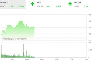 Phiên sáng 11/2: Nhóm ngân hàng hạ độ cao, VN-Index hụt mốc 935 điểm