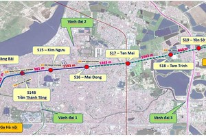 Bình đồ hướng tuyến metro số 3, ga Hà Nội - Hoàng Mai.