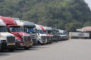 Xe hàng tại cửa khẩu Tân Thanh. Ảnh: VGP.
