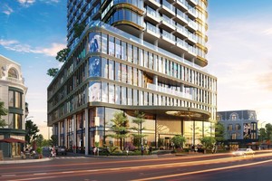 Phối cảnh dự án Tổ hợp Nhà phố thương mại shophouse kết hợp kinh doanh dịch vụ thương mại, khách sạn nghỉ dưỡng tại phường Hải Đình, TP Đồng Hới, tỉnh Quảng Bình.