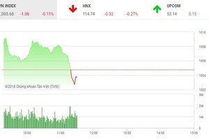 Phiên sáng 21/9: Lực bán gia tăng, VN-Index mất điểm cuối phiên
