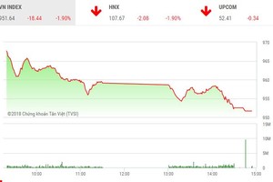 Phiên chiều 15/10: Áp lực bán lan rộng, VN-Index lại rơi mạnh