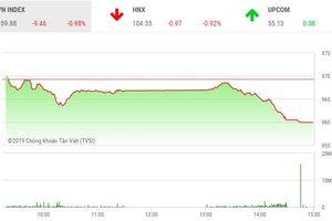 Phiên chiều 31/5: Hàng trăm mã giảm, VN-Index chia tay ngưỡng 960 điểm