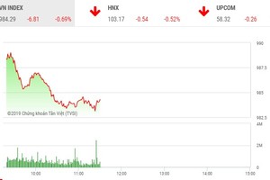 Phiên sáng 5/8: Sắc đỏ bao trùm, VN-Index mất mốc 985 điểm