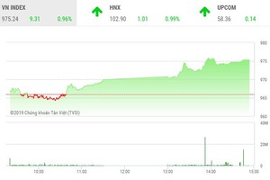 Phiên chiều 8/8: Dòng tiền chảy mạnh, VN-Index vượt qua ngưỡng 975 điểm