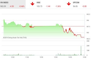Phiên chiều 7/10: Lực bán gia tăng, VN-Index rơi xuống đáy của ngày