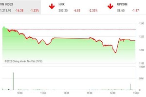 Giao dịch chứng khoán chiều 15/6: Nhóm cổ phiếu chứng khoán la liệt sàn