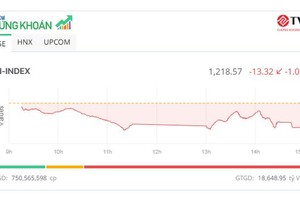 VN-Index mất mốc 1.220 điểm, cổ phiếu VTP "tím lịm"