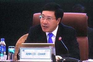 Phó Thủ tướng, Bộ trưởng Ngoại giao Phạm Bình Minh phát biểu khai mạc Hội nghị liên Bộ trưởng Ngoại giao-Kinh tế APEC. Ảnh: VGP