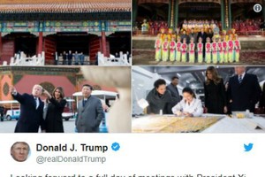Ông Trump vẫn viết tweet "nhiệt tình" khi ở Trung Quốc.