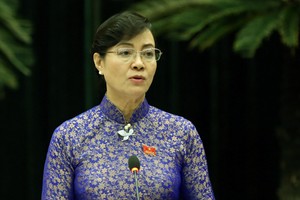 Bà Quyết Tâm trong phiên làm việc chiều nay. Ảnh: Quỳnh Trần.