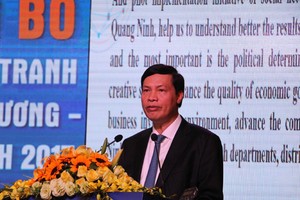 Ông Nguyễn Đức Long, Phó Bí thư tỉnh ủy, Chủ tịch UBND tỉnh Quảng Ninh phát biểu tại Lễ công bố DDCI Quảng Ninh 2017. Ảnh: VGP/Thuý Hà