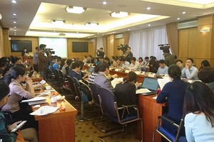 Toàn cảnh buổi họp báo. Ảnh: PT