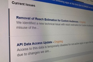 Facebook vẫn đang dò lại các API cấp cho các ứng dụng bên thứ ba, khiến những app từ Việt Nam bị tạm dừng hoạt động. 