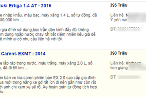 Xe mới hạ giá, xe cũ đời 2016 giá dưới 400 triệu đồng bán tràn ngập