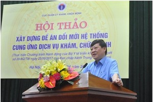 Thứ trưởng thường trực Bộ Y tế Nguyễn Viết Tiến phát biểu tại Hội thảo.