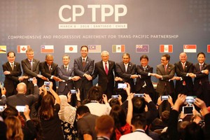 Đại diện các nước tham gia ký kết CPTPP tại Chile ngày 8/3. Ảnh: Reuters