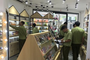 Đoàn kiểm tra đang kiểm tra từng mã sản phẩm.