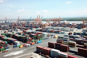 Tính đến tháng 3/2018, chi nhánh cảng Tân Vũ có 514 container hàng tồn. Ảnh: Giang Chinh.