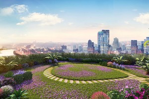 Một phần khu “vườn chân mây” trên tầng thượng Imperia Sky Garden.