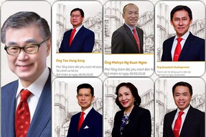 Ông Koh Poh Tiong, Chủ tịch Sabeco (ngoài cùng bên trái) và 6 nhân sự vừa bổ nhiệm từ tháng 4/2018.