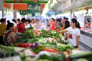 Người dân mua sắm tại một khu chợ ở Hải Nam, Trung Quốc. (Nguồn: AFP/TTXVN).