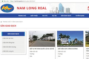 Trang web của Nam Long Real giới thiệu rất nhiều dự án đất nền