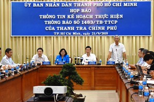 Buổi họp báo của UBND TPHCM. Ảnh: VGP/Mạnh Hùng