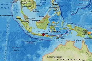 Động đất xảy ra ngoài khơi đảo Java và Bali của Indonesia sáng 11/10. Ảnh: USGS.