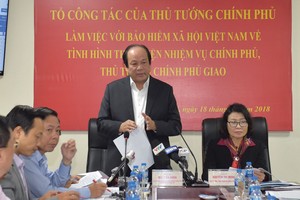 Bộ trưởng Mai Tiến Dũng phát biểu chỉ đạo tại buổi làm việc với BHXH Việt Nam.