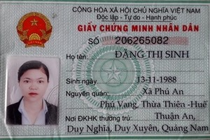 Đối tượng Đặng Thị Sinh.