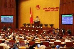 Quốc hội biểu quyết thông qua Luật An ninh mạng. (Ảnh: Dương Giang/TTXVN).