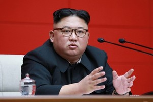 Lãnh đạo Triều Tiên Kim Jong-un tại cuộc họp ở Bình Nhưỡng ngày 10/4. Ảnh: KCNA.