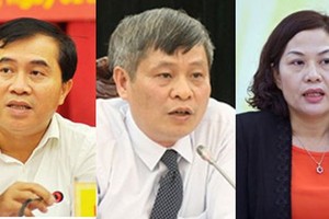 Từ trái sang, Thứ trưởng Bộ Xây dựng Lê Quang Hùng, Thứ trưởng Bộ KH-CN Phạm Công Tạc, Phó Thống đốc NHNN Nguyễn Thị Hồng được Thủ tướng bổ nhiệm lại.