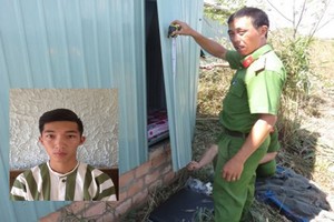 Nguyễn Trần Tùng (ảnh nhỏ) phá vách tôn phòng giám đốc để trộm tiền. Ảnh: Công an cung cấp